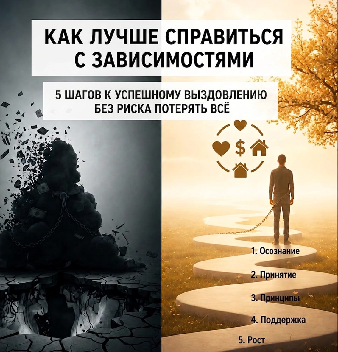 Как лучше справиться с зависимостями: 5 шагов к успешному выздоровлению без риска потерять всё